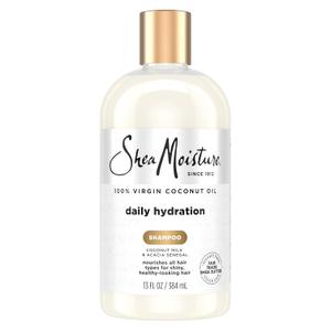 SheaMoisture Daily Hydration Shampoo for All Hair Types 100% Virgin Coconut Oil Sulfate-Free, 13 Oz
