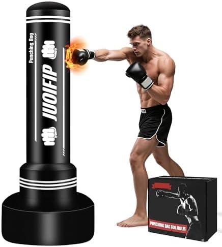Freestanding Punching Bag with Stand, Men Standing Kickboxing Bag, Heavy Boxing for Adult Teens, Suitable for MMA Dummy Karate Home Gym Training Equipment （Excludes Gloves and Pumps）