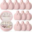 Weysat 12 Pack Jewelry Case Bulk for Travel Valentines Gifts Bridesmaid Jewelry Organizer Travel Storage Box for Women (Pink)