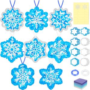 40pcs Christmas Crafts Bulk  Snowflake Paper Suncatcher DIY Kits for Winter Party, Holiday Ornaments, Classroom Decorations