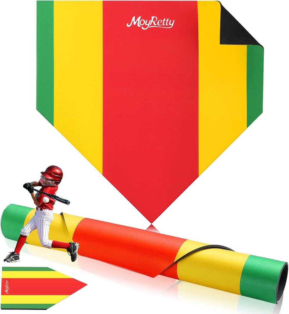 MoyRetty Baseball Training Home Plate, 17 Inch, Non-Slip Mat with Colored Strike Zones, Indoor Outdoor Practice Pitching Plate