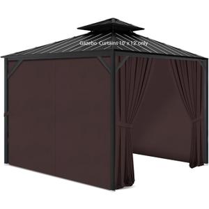 Gazebo Privacy Curtains 10' x 12' with Zipper 4-Panels Side Wall Universal Replacement for Patio, Outdoor Canopy, Garden and Backyard Coffee Brown(Curtain Only)