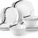 VEWEET Porcelain Dinnerware Set, 12 PCS Including Dinner Plates, Dessert Plates and Cereal Bowls, Series Fiona (12 Piece (Service for 4))