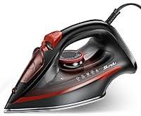 Steam Iron for Clothes, 3-Way Auto Shutoff, Ceramic-Coated Soleplate with Burst Steam, Anti-Drip and Anti-Calc, Self-Cleaning, 1500W Powerful for Home Use Light Garnet