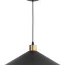 EFINEHOME 16 Inch Modern Black Pendant Light, Minimalist Cone Pendant Lamps for Kitchen Island, Industrial Adjustable Height Hanging Lights Indoor for Barn Dining Living Entryway Shop (Style B-1 Pack)