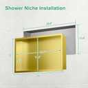 SaniteModar Shower Niche, Stainless Steel Shower Niche No Tile Needed, Recessed for Bathroom Storage (Brushed Gold, 12x24)