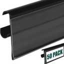 Fulmoon 50 Pcs 27 x 1.26 Inch Wire Shelf Label Holder Strip Price Tag Black Back Plastic Label Holder with Clear PVC Cover Black Back for Refrigeration Cases Cooler Shelf