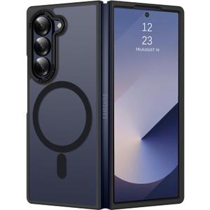 BENTOBEN Magnetic for Samsung Galaxy Z Fold 6 Case [Compatible with Magsafe] Translucent Matte Phone Case Samsung Z Fold 6 Slim Shockproof Women Men Protective Cover for Galaxy Z Fold 6 7.6", Black