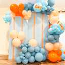 Orange And Blue Balloons, 50PC 12 Inch Dusty Blue Ivory White Macaron Orange Bow Print Balloons for Birthday Baby Shower Wedding Party Decorations
