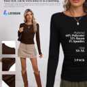 Locoowai 3 Pack Women's Long Sleeve Shirts Crewneck Going Out Basic Tops Tight Slim Fit Side Ruched Crop Tees Y2k Outfits (S)