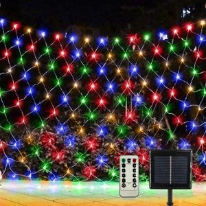 Anycosy Solar Net Lights Outdoor, 390 LED 13ft x 5ft Christmas Net Lights Outdoor Mesh Lights Waterproof, Solar Powered Christmas Lights Decorations with 8 Modes for Bushes, Garden(Multicolor)
