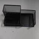 Corner Cabin Mesh Desk Office Organizer for Paper Clip, Mesh Desk Organizer, 3 in 1 Metal Pen Holder Office Supplies Caddy for Paper Clip, Sticky Note, Pen(3 Compartments, Black)