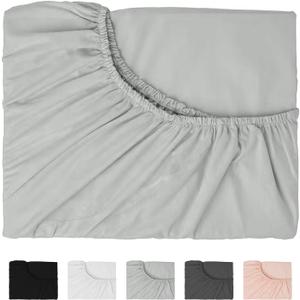 Hotella 100% Microfiber 60"x80" Queen Size Fitted Sheet Only, Hotel Quality Deep Pocket Bottom Sheet, Up to 14 inch Bedding Matress Protector, Machine Washable and Non-Fade, Stay in Place,Light Gray