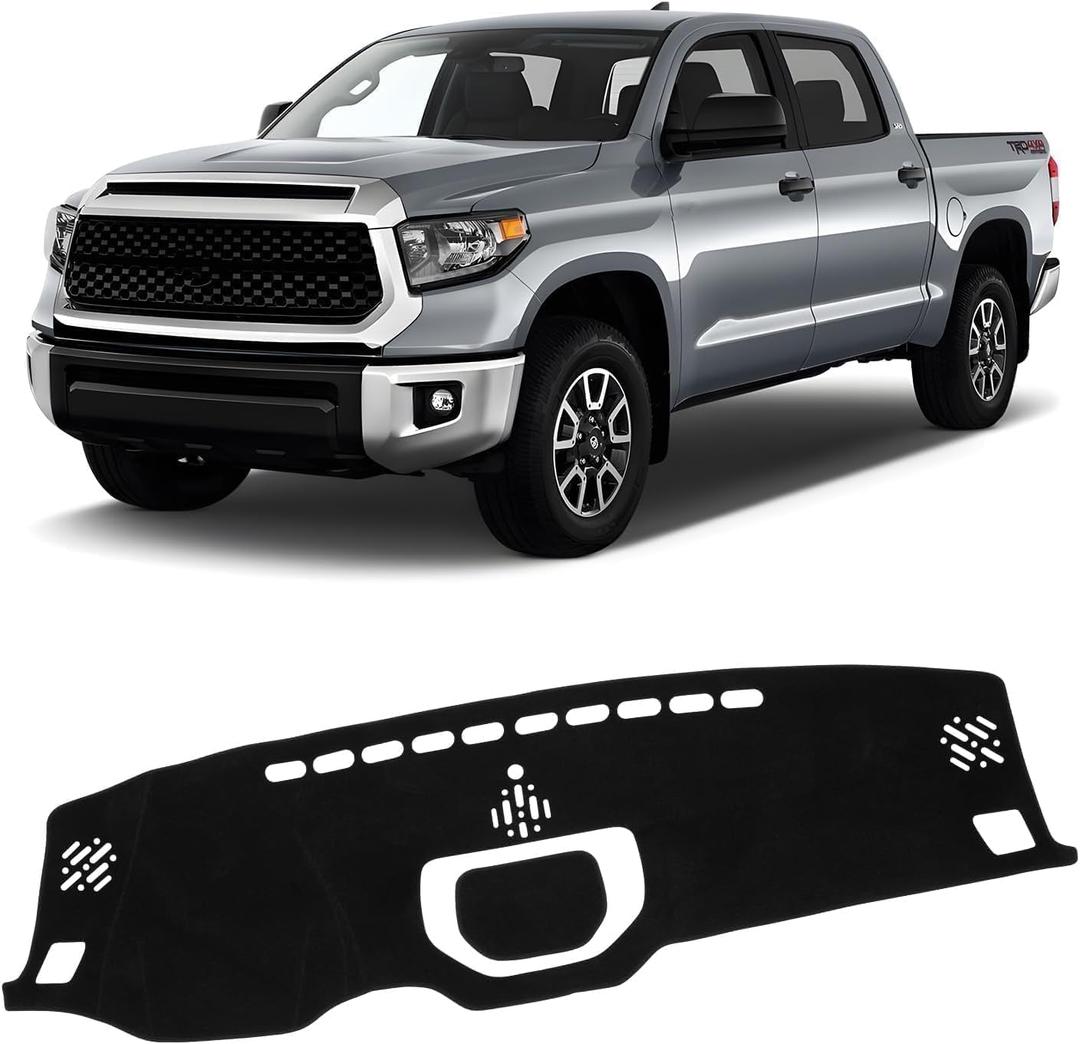 KUST Black Dash Cover for 2014-2021 Toyota Tundra Truck Non-Slip Dashboard Cover Polyester Interior for Tundra Accessories Custom Fit Dash Mat No Glare