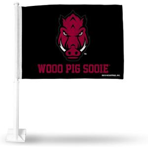 Rico Industries NCAA Arkansas Razorbacks - Black Car Flag with included Pole 16 x 19.5"