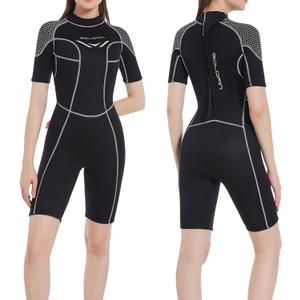 GoldFin Women Shorty Wetsuit, 3mm Neoprene Wet Suits Back Zip Surfing Diving Swimming Snorkeling (Large, Black)