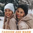 NPQQUAN 2 PCS Satin Lined Beanie for Women Silk Lined Beanies Winter Warm Soft Lining Cuffed Knit Beanie Hats for Women (Black+black)