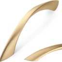 Amerdeco 10 Pack Brushed Brass 3.75 Inch(96mm) Hole Centers Kitchen Arch Twisted Cabinet Pulls Cabinet Hardware Kitchen Handles for Cabinets Cupboard Handles Drawer Pulls ZH0048
