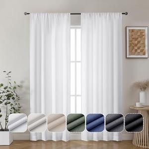 Lecloud Estelle White Curtains 84 Inches Long 2 Panels, Light-Filtering Privacy Elegant Curtains for Windows, Rod Pocket Window Treatments for Bedroom Living Room, Each 40 W x 84 L