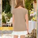 Oakgarden Girl's Cap Sleeve T-Shirts, Khaki, 9-10 Years