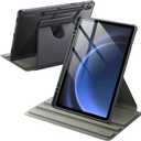 JETech Rotating Case for Samsung Galaxy Tab S10 Lite / S10 FE / S9 FE 10.9-Inch / S9 11-Inch with S Pen Holder, 360 Degree Rotation Protective Stand Cover Clear Back, Auto Wake/Sleep (Gray)