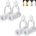 KING SHA 4-Pack H Type LED Track Lighting Heads, 11W Dimmable 1113LM, 3CCT Selectable 2700K/4500K/6500K, CRI 90, Flicker Free, Adjustable Ceiling Spotlights for Kitchen Art Retail, White