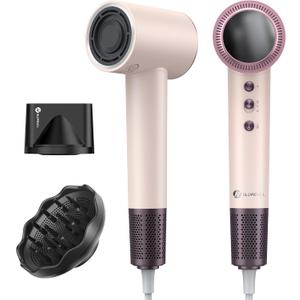 (OUTLET)slopehill 110,000 RPM Professional Hair Dryer - 0.8lb Ultra-Lightweight, 2 Billion Ion Technology for 98% Frizz Reduction, AI Smart-Temp Control, Magnetic Attachments for All Hair Types (Pink)