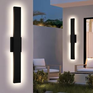 2 Pack 32'' Modern Black Outdoor Wall Lights, LED Exterior Wall Sconces, 5CCT Dimmable Linear Wall Lights, IP65 Waterproof Outdoor Light Fixtures for Garage, Porch, Front Door