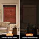 LazBlinds Cordless Blackout Bamboo Roman Shades, Room Darkening Blinds for Interior Windows, Thermal Insulated Roll Up Bamboo Blinds for Home & Patio, 39" W x 64" H, Papara Carbon