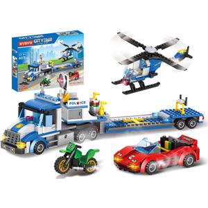 City Police Truck and Trailer Building Set, Helicopter, Car, Motorcycle, Police Chase Building Blocks Toy Set Gift for Boys Aged 6-12, 469 PCS