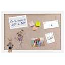 VUSIGN Linen Bulletin Board 30'' x 20'', White Cork Board for Walls, Fabric Pin Board with 10 Clear Push Pins, Vision Board for School, Home & Office