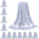 Matthew Cleaning Heavy Duty Mop Head Commercial Grade Replacement for General and Floor Cleaning, Wet Industrial Blue Cotton Looped End String Head Refills (Case of 24)