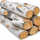 Hisencn 7 Piece Gas Fireplace Logs Set Ceramic White Birch Log for Propane, Insert, Vented, Electric, Indoor, Outdoor Firebowl