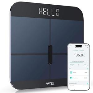 Wyze Smart Scale X - Digital Bathroom Scale for Body Weight, BMI, Body Fat, Muscle Mass, Heart Rate Monitor | Sync with Health Apps | for People, Baby & Pet, 400 lbs (Black)
