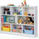 Giantex Wood 8 Cube Bookcase, Open Freestanding 3-Tier Bookshelf, Multipurpose Display Shelf for Living Room, Bedroom, Children's Playroom, Reading Room (White)