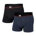 SAXX Underwear Co. Men's Non-Stop Stretch Cotton Trunk Fly 2-Pack, Deep Navy/Black, Large