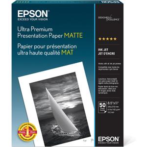 Epson Ultra Premium Presentation Paper MATTE (8.5x11 Inches, 50 Sheets) (S041341),White