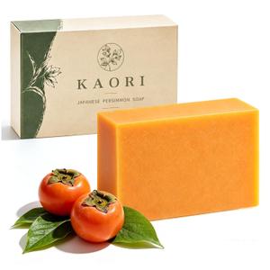 KAORI Persimmon Bath Soap Bar, Plant-Based Body Soap for Body Odor, with Persimmon Extract, Gentle for All Skin Types, Men & Women