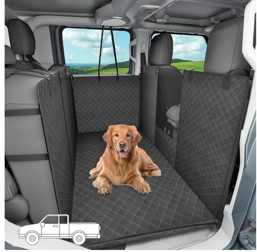 LEHNI Dog Floor Hammock for Full Size Crew Cab Trucks with Fold Up Seats,Truck Back Seat Cover for Dogs with Door Protection Suitable for Ford/GMC/Chevrolet/Toyota Full Size Trucks