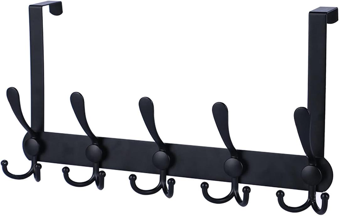 Encozy Over The Door Hooks,Coat Rack for Hanging Clothes Hat Towel (Heavy Duty Black 1pcs)