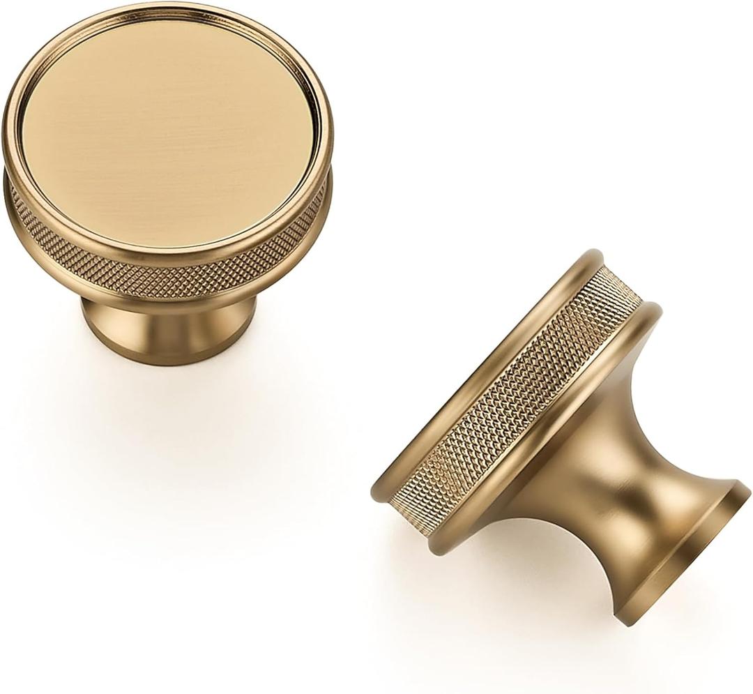 Ravinte 15 Pack 1-1/5"(30mm) Champagne Bronze Cabinet Knobs Knurled Dresser Drawer knobs Kitchen Cupboard Handles for Cabinet Hardware