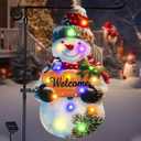 Amadecohome Lighted Christmas Garden Flag 22x13, 8 Modes Double Sided Solar Christmas Decorations Outdoor LED Navidad Flag, Yard Decorations for Xmas Patio Lawn Porch (Snowman Multicolor)