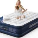 CHERIMOR Queen Air Mattress with Built-in Pump & Luxury Quilted Topper (Washable&Detachable), 20" Raised Comfort, 800lb Support, 4.5 Min Fast Inflate, Blow up Mattress for Guest Camping & Home