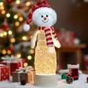 Christmas Snowman Snow Globes Lantern Musical Lighted Water Lantern Snow Globe Swirling Glitter Snowglobes with 6H Timer USB Operated Snowglobe Christmas Decoration for Home & Gift- Red Hat