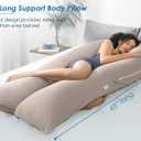 QUEEN ROSE Extra Long U Shaped Body Pillow, Cooling Pregnancy Pillows for Sleeping, 65 Inch Full Body Support Maternity Pillow for Adults, Support for Back, Hip, Legs for Pregnant Women, Nomad, X-Large