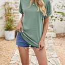 YeonYoonA Women's Eyelet Embroidery Short Sleeve T-Shirt Summer Fashion Clothes Loose Fit Casual Holiday Blouse T Shirt (Green, S)