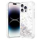 Noyabox for iPhone 14 Pro Case Glitter, Bling Sparkly Liquid Sand Shockproof Bumper Clear Shiny Dynamic with Air Cushions Cover for Women and Girls, Silver