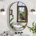 24x32 Inch Black Oval Bathroom Mirror, Wall Mounted Vanity Mirror for Over Sink, Tempered Glass with Aluminum Frame, Vertical or Horizontal Hanging