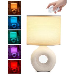 UMEXUS 10 Small Cordless Table Lamp with Timer & Dimmer, Battery Operated Rechargeable Lamp with Remote, Portable Light for Bedroom Living Room Outdoor Patio Bedside Bathroom Fabric Shade Beige