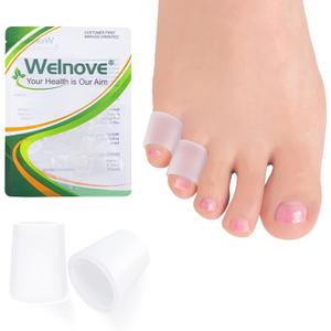 Welnove Pinky Toe Sleeves Protectors - 12-Pack Aloe Vera Extract Infused Silicone Toe Covers for Corns, Calluses, Blisters  Soft Gel Protector Toe Cushions for Pain Relief